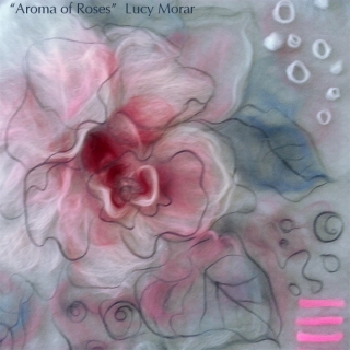 Aroma of Roses / Nuno Felt Art Scarf / Fragment