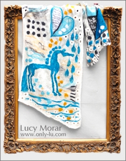 Lucky Horse / Nuno Felt Art Scarf