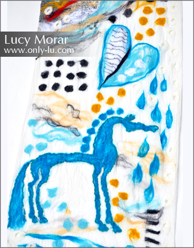 Lucky Horse / Nuno Felt Art Scarf